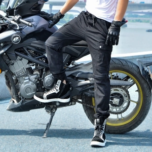 Men's Motorcycle Cargo Riding Pants Cotton Blend Wear-Resistant Tactical Trousers With Removable Protective Pads Joggers