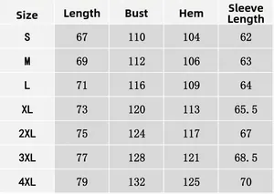 Size guide chart for waterproof motorcycle jacket with measurements from S to 4XL