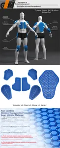Kit de protections moto en silicone bleu avec inserts certifiés CE et structure alvéolée