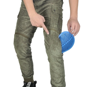 Pantalon de moto en velours côtelé vert armée avec genouillères pour une conduite tactique
