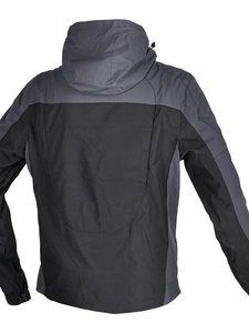 Giacca da moto invernale con fodera in pile impermeabile e cappuccio antivento vista posteriore