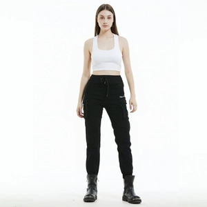 Pantalon cargo moto pour femmes style jogging avec poches de rangement et protections
