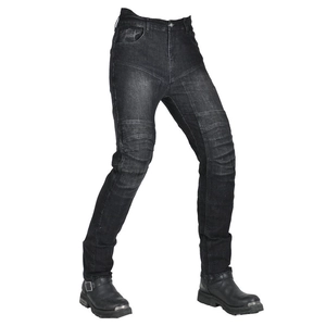 Men's dark gray motorcycle riding jeans with elasticated accordion panels for comfort