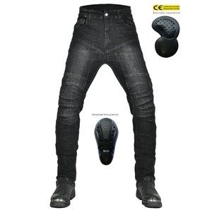 Men Women Motorcycle Riding Jeans With Protective Armor Pads Slim Fit Biker Denim Pants High Stretch Racing Trousers