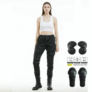 Pantalon de moto cargo camo pour femmes avec protections de genoux amovibles certifiées CE