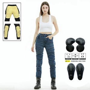 Women Motorcycle Riding Jeans Wear-Resistant Denim Pants With Removable CE Protective Gear Slim Fit Stretch Biker Trousers