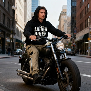 Unisex Loong Biker Motorcycle Hoodie Fleece Lined Windproof Cotton Graphic Printed Long Sleeve Streetwear Pullover Sweatshirt
