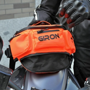 Sacoche moto imperméable orange et noire à grande capacité pour motards professionnels