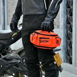 Sac de taille de moto orange étanche à grande capacité pour motards porté par le pilote