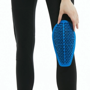 Blue honeycomb silicone knee pad protector for motorcycle jeans with shock absorption