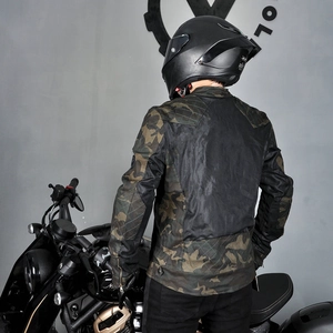 Veste moto homme en mesh respirant camouflage avec protections pour l'été et le sport