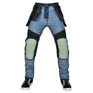Jean de moto en denim bleu avec doublure Kevlar et protections aux genoux pour hommes