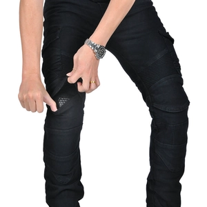 Jean de moto slim noir pour homme avec protections aux genoux et zones extensibles