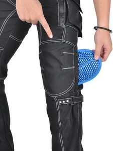 Pantaloni da moto impermeabili con cinghie regolabili e protezioni blu rimovibili