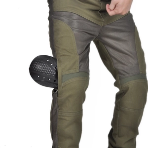 Army green mesh motorcycle riding jeans with removable protective honeycomb pads