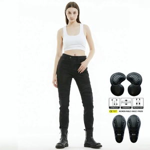 Women Motorcycle Riding Jeans Mesh Breathable Slim Stretch Biker Pants With Removable Protective Pads Cotton Blend Riding Trousers