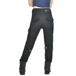 Rear view of women's motorcycle pants featuring protective silicone gear and back pockets