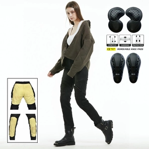 Jean de Moto pour Femmes Avec Équipement de Protection Doublé Kevlar Résistant à l'Abrasion Pantalon en Denim Moto Nervuré