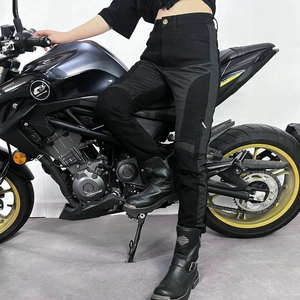 Women's army green mesh motorcycle riding pants with ergonomic protective knee padding