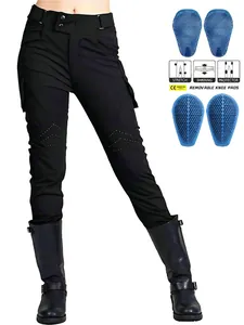 Women Summer Motorcycle Riding Pants High Waist Tactical Trousers With Removable Silicone Armor Protective Gear Black