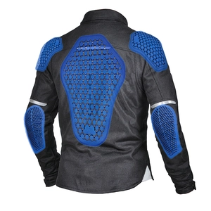 Veste moto en mesh avec protections dorsales et d'épaules bleues en nid d'abeille
