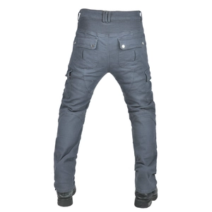 Vista posteriore dei pantaloni cargo da moto con pannelli elasticizzati e protezioni