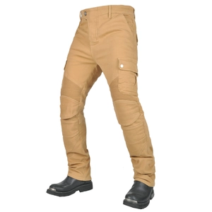 Jeans da moto kaki uomo con ginocchia a fisarmonica rinforzate e tasche laterali cargo