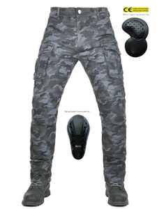 Men's Camouflage Motorcycle Riding Pants With Detachable CE Protectors Anti-Fall Breathable Cargo Biker Pants