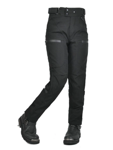 Pantalon de moto noir taille haute pour femme avec protections genoux et poches étanches