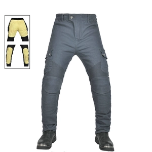 Motorcycle riding jeans with protective inner lining and stretch accordion panels for comfort