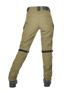 Legergroene motorbroek met hoge taille voor dames en beschermende vulling