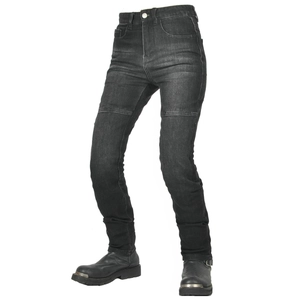 Jeans da moto donna grigio antracite con ginocchia rinforzate e design protettivo slim fit