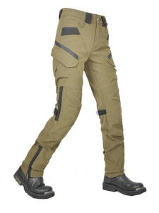 Tactische outdoorbroek voor heren in khaki met waterdichte ritsen en cargo zakken