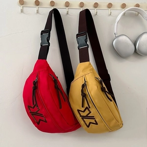 Fashion Women Large Capacity Waist Bag Urban Simple Polyester Crossbody Bag With Geometric Embroidery Adjustable Strap Casual Chest Bag