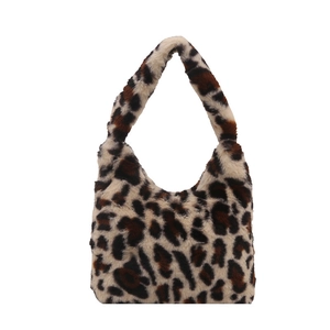 Schicke Plüsch-Schultertasche mit Leopardenmuster für Damen, ideal für Herbst und Winter