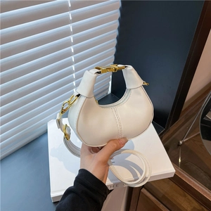 Sac Demi-Lune en Cuir PU pour Femmes Sac à Bandoulière Hobo Élégant Avec Bandoulière Réglable Boucle Métallique Sac à Main