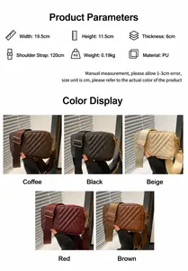 Guía detallada de tallas y opciones de color para bolso bandolera retro cuadrado