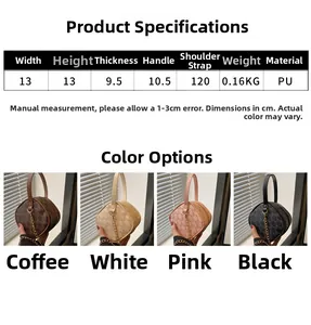 Détails des mini sacs cylindriques en cuir PU avec motif M en quatre couleurs tendance