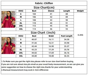 Size chart showing S-3XL measurements for the half turtleneck chiffon dress