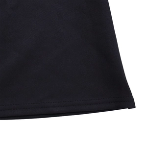 Macro shot of fine double-needle stitching on the hem of a black summer dress