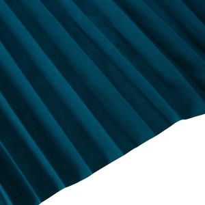 Close-up of elegant pleated peacock green fabric with detailed vertical texture and matte finish