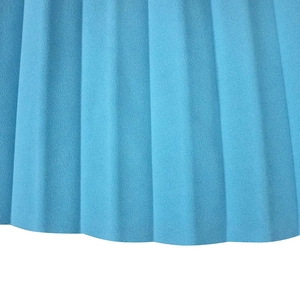 Detailed close-up of sky blue pleated chiffon fabric texture and vertical fold design