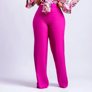 Modische rosarote Weite Hose mit hoher Taille für Damen, eleganter Schnitt und Fall