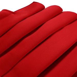 Close-up of red pleated fabric showing high-quality texture and precise stitching detail