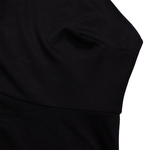 Detailed close-up showing precision stitching and premium black knit fabric texture