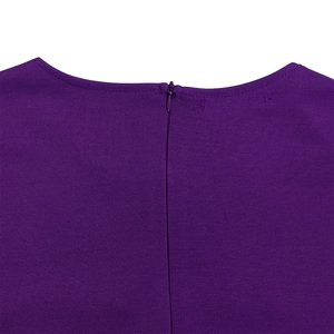 Close-up of high-quality invisible back zipper on purple bodycon plus size dress