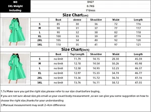 Detailed size guide for green puff sleeve dress with CM and Inch measurements for S to 3XL