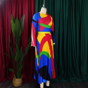 Close-up of vibrant pleated fabric with colorful geometric abstract patterns and textures