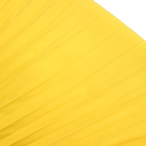 Close-up of yellow pleated fabric detailing with high-quality accordion texture for dresses