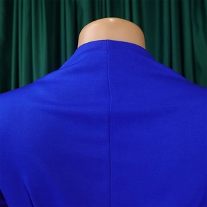 Coutures détaillées de la couture arrière et de l'encolure sur cette robe plissée bleu roi